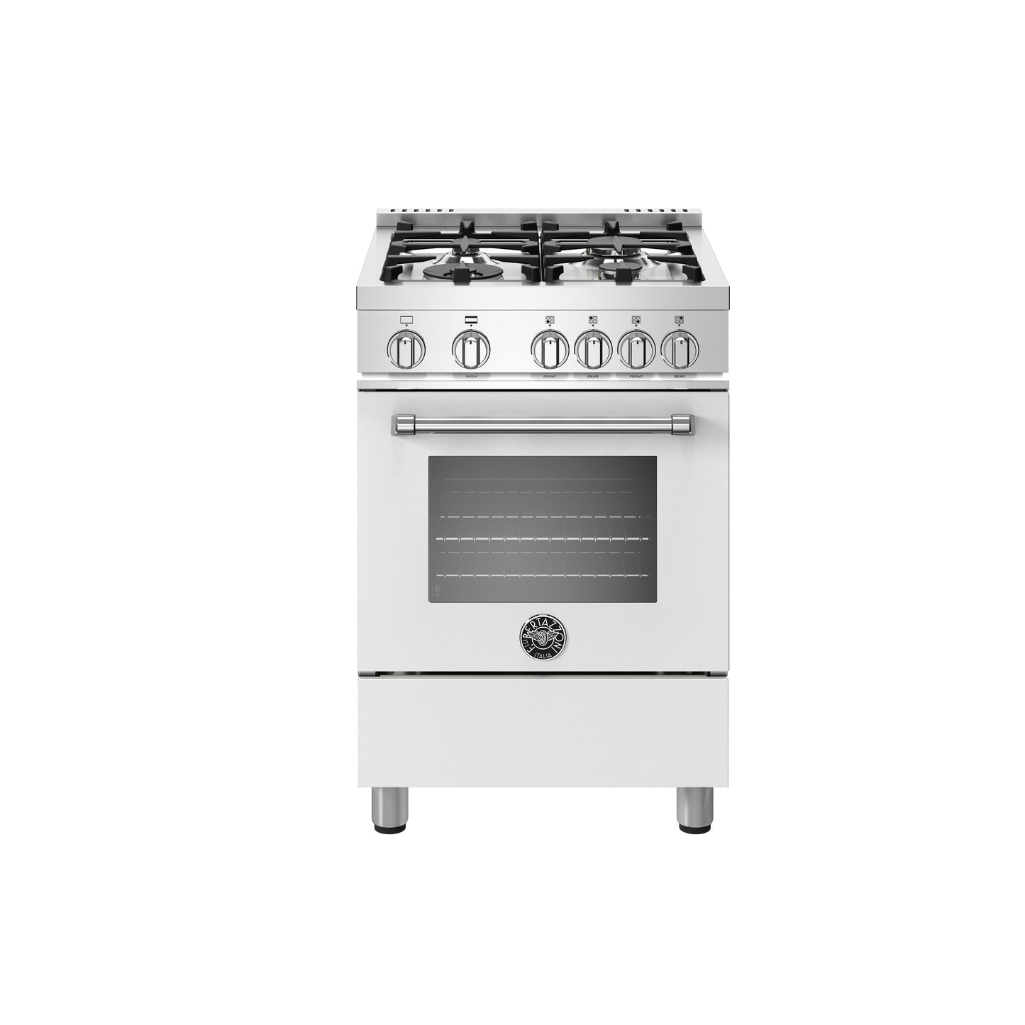 Bertazzoni Master Series 24" 4 Aluminum Burners Bianco Matt Freestanding All Gas Range With 2.4 Cu.Ft. Oven