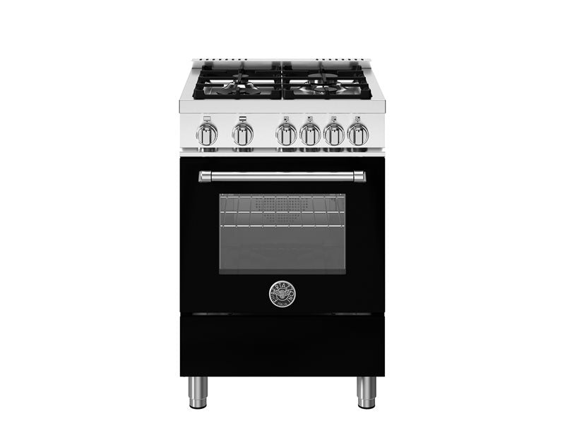 Bertazzoni Master Series 24" 4 Aluminum Burners Nero Matt Freestanding All Gas Range With 2.5 Cu.Ft. Oven