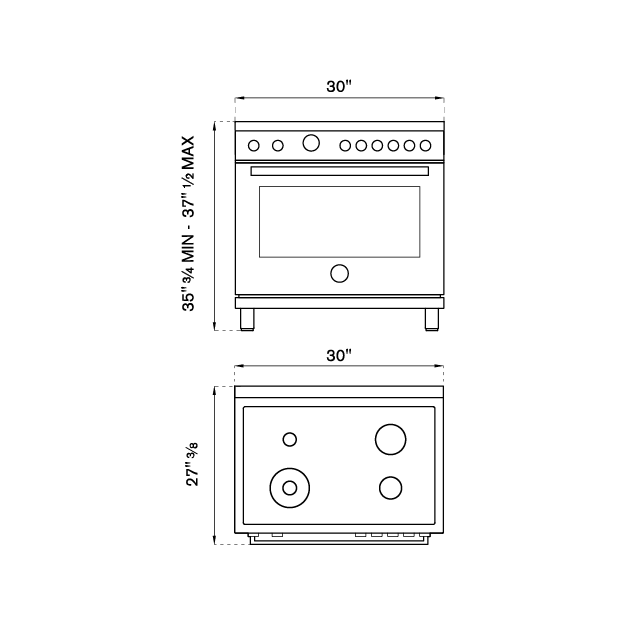 Bertazzoni Master Series 30" 4 Aluminum Burners Stainless Steel Freestanding All Gas Range With 4.7 Cu.Ft. Oven