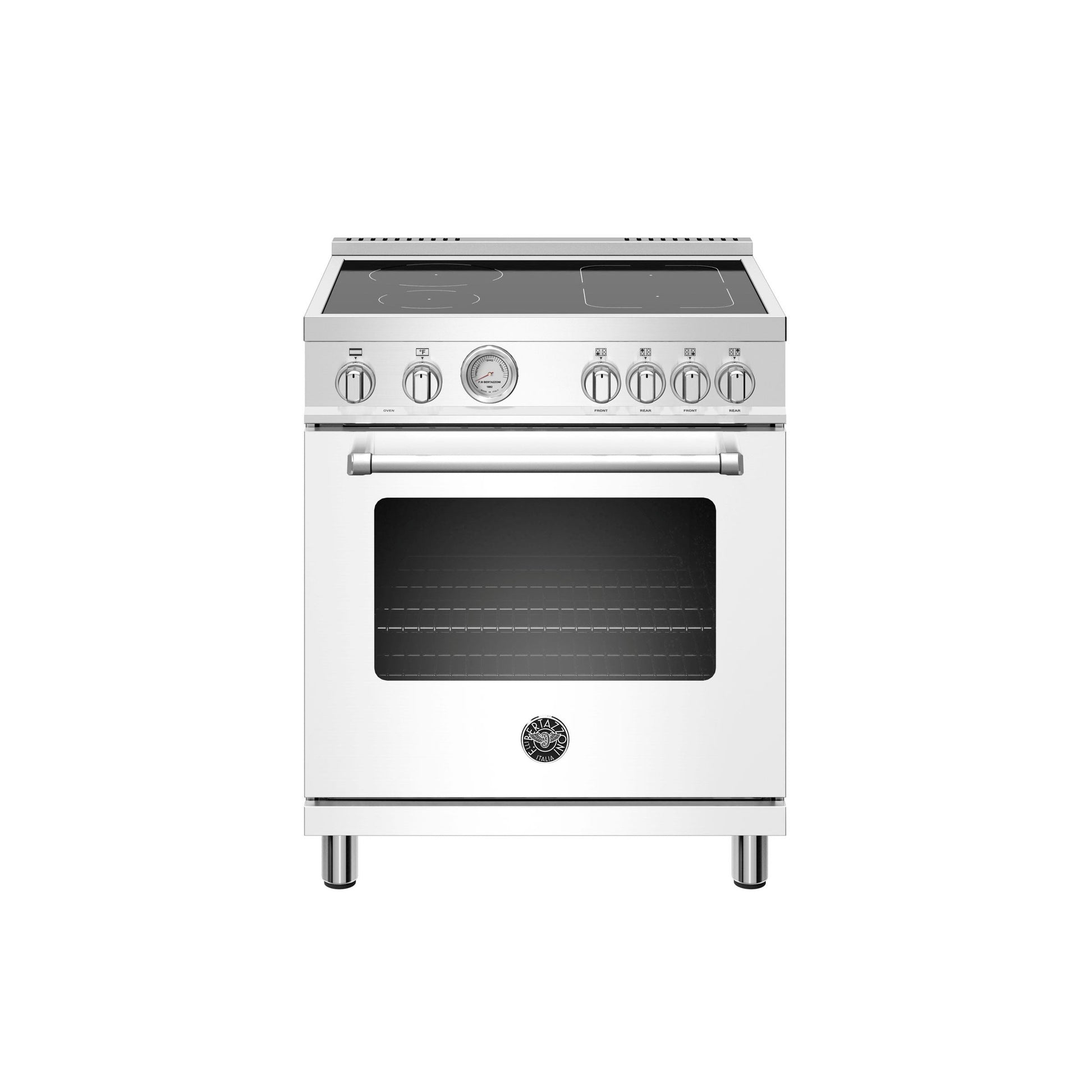 Bertazzoni Master Series 30" 4 Heating Zones Bianco Matt Freestanding Induction Range With 4.7 Cu.Ft. Electric Oven