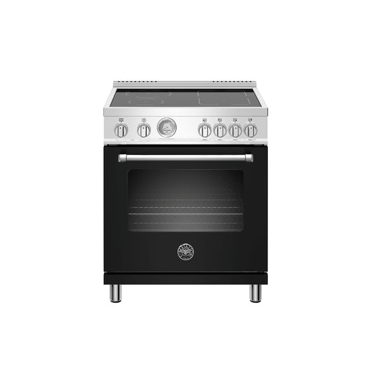 Bertazzoni Master Series 30" 4 Heating Zones Nero Matt Freestanding Induction Range With 4.7 Cu.Ft. Electric Oven