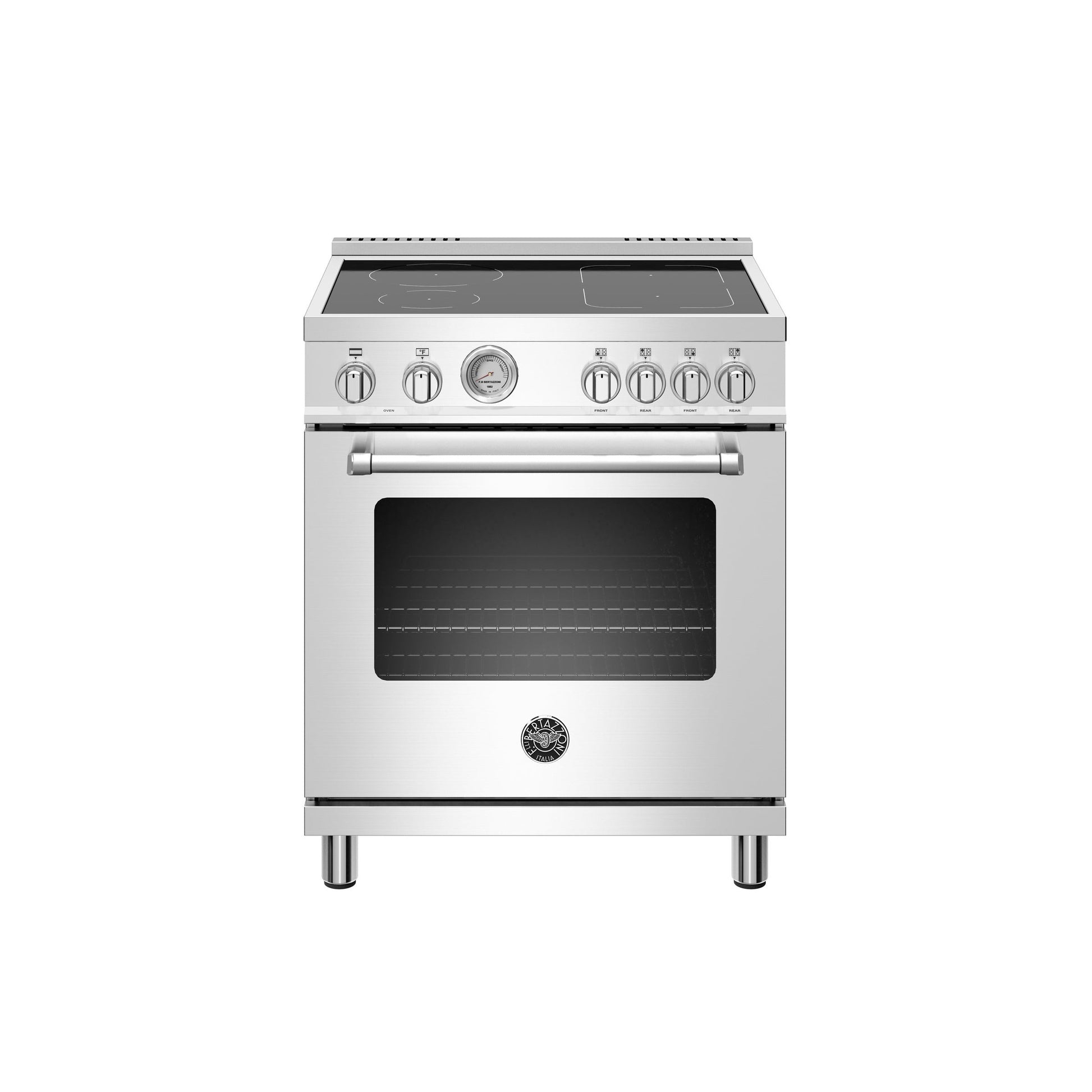 Bertazzoni Master Series 30" 4 Heating Zones Stainless Steel Freestanding Induction Range With 4.7 Cu.Ft. Electric Oven