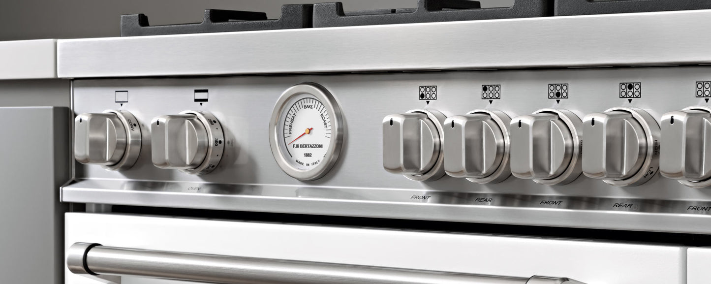 Bertazzoni Master Series 30" 5 Aluminum Burners Bianco Matt Freestanding Dual Fuel Range With 4.7 Cu.Ft. Electric Manual Clean Oven