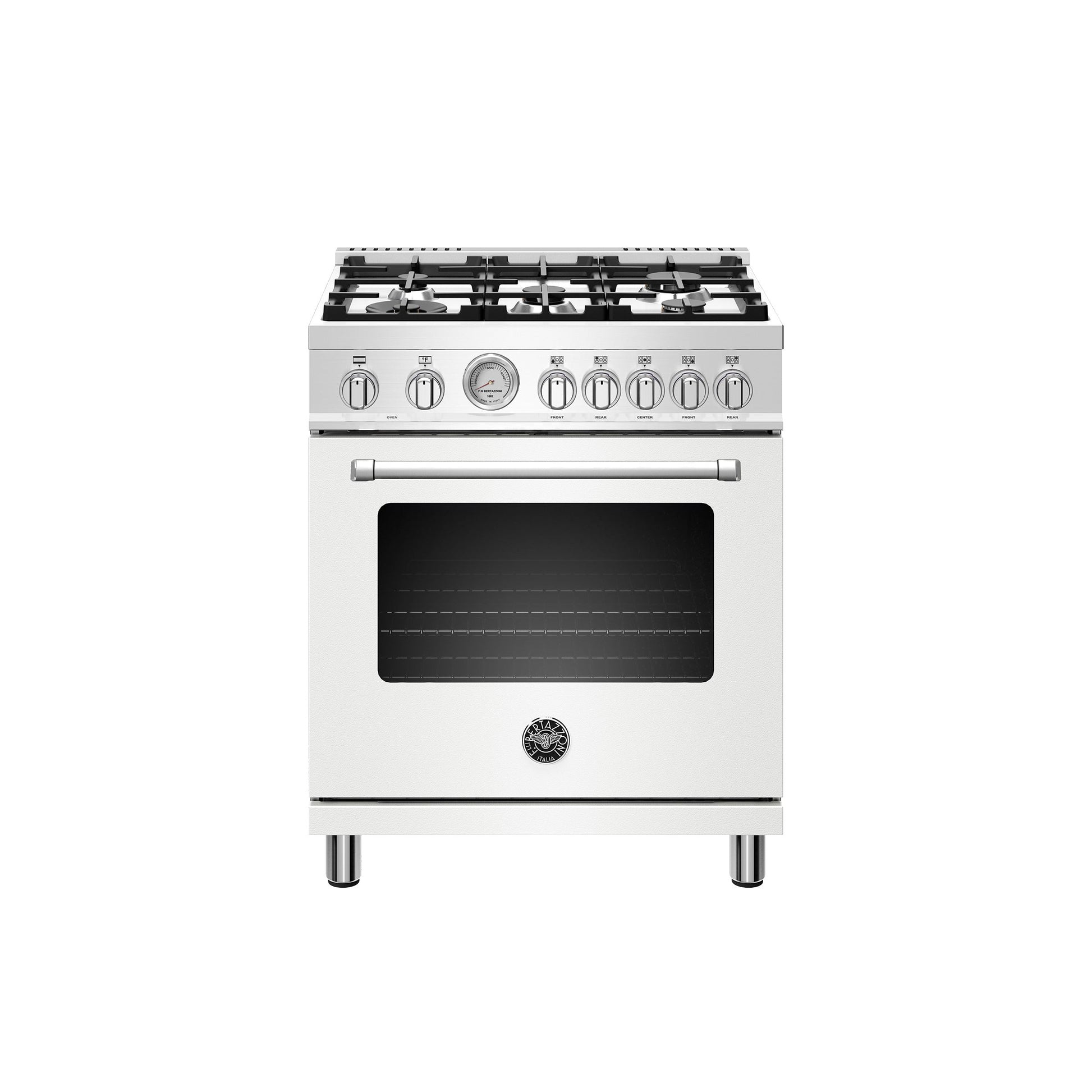 Bertazzoni Master Series 30" 5 Aluminum Burners Bianco Matt Freestanding Dual Fuel Range With 4.7 Cu.Ft. Electric Oven