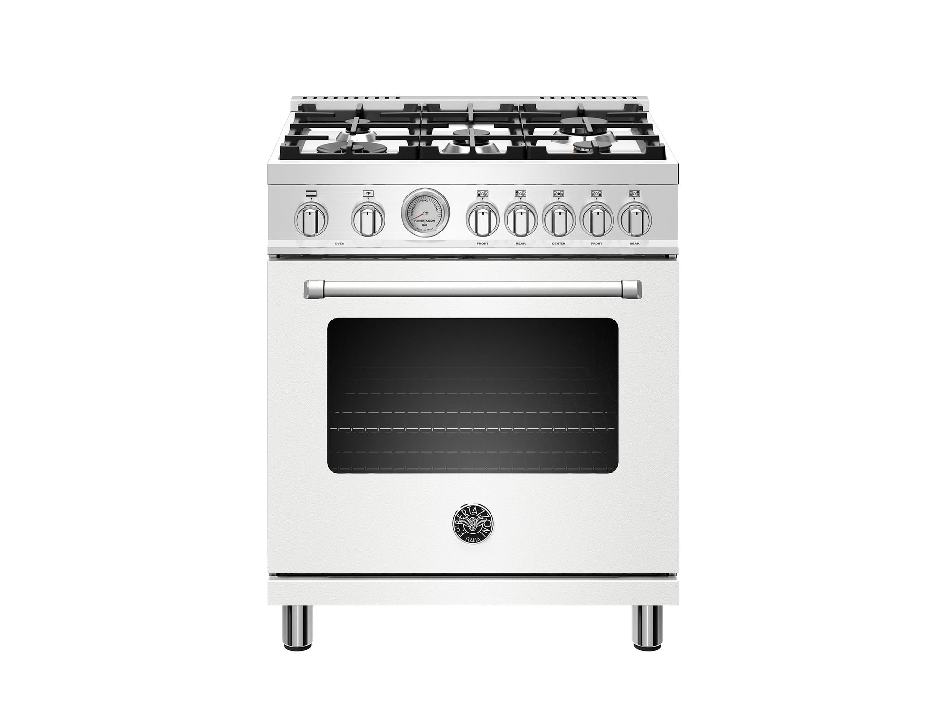 Bertazzoni Master Series 30" 5 Aluminum Burners Bianco Matt Freestanding Propane Gas Range With 4.7 Cu.Ft. Electric Oven