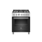 Bertazzoni Master Series 30" 5 Aluminum Burners Nero Matt Freestanding All Gas Range With 4.7 Cu.Ft. Oven