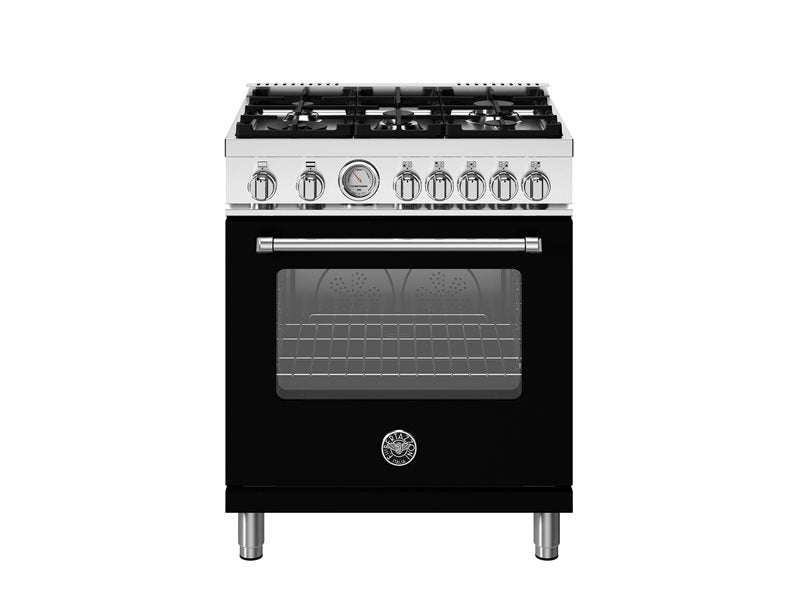 Bertazzoni Master Series 30" 5 Aluminum Burners Nero Matt Freestanding Propane Gas Range With 4.7 Cu.Ft. Gas Oven