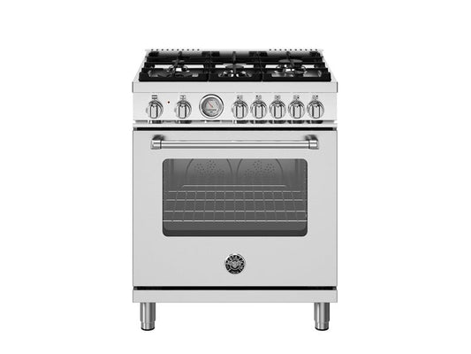 Bertazzoni Master Series 30" 5 Aluminum Burners Stainless Steel Freestanding Propane Gas Range With 4.7 Cu.Ft. Electric Manual Clean Oven