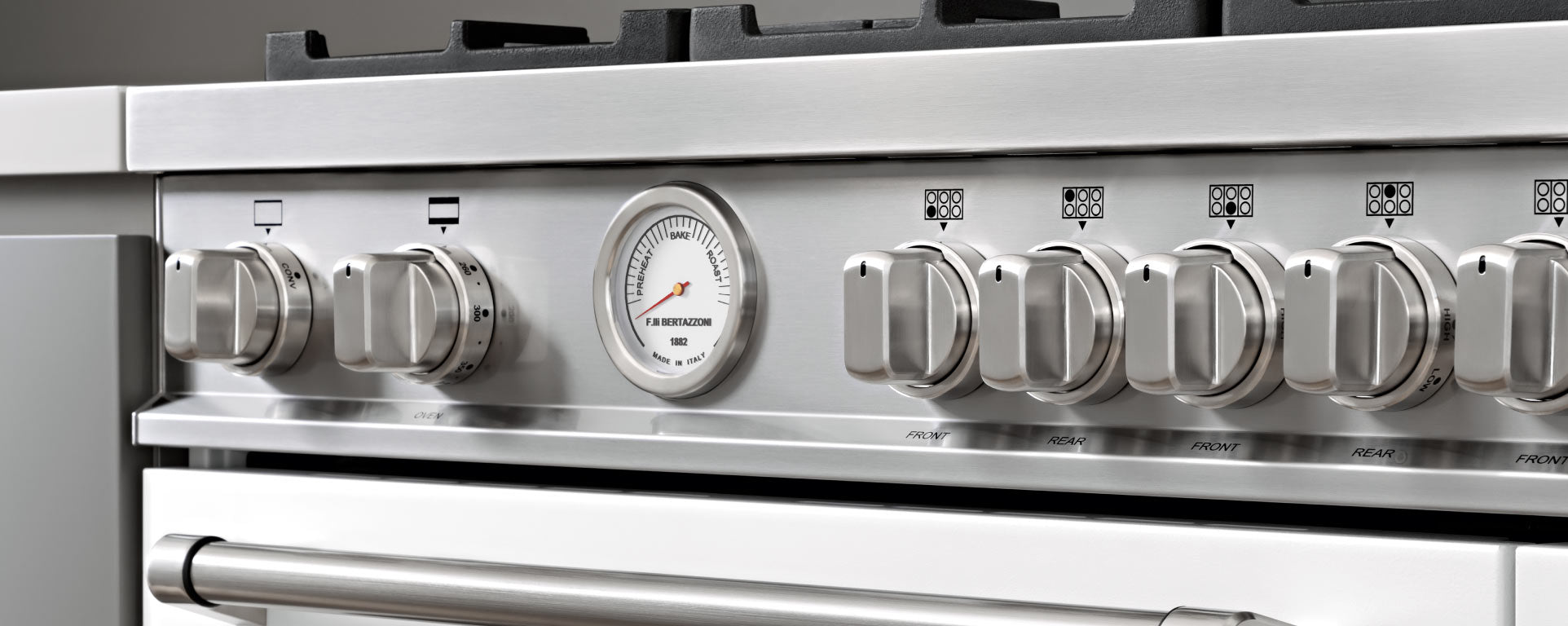 Bertazzoni Master Series 30" 5 Aluminum Burners Stainless Steel Freestanding Propane Gas Range With 4.7 Cu.Ft. Electric Oven