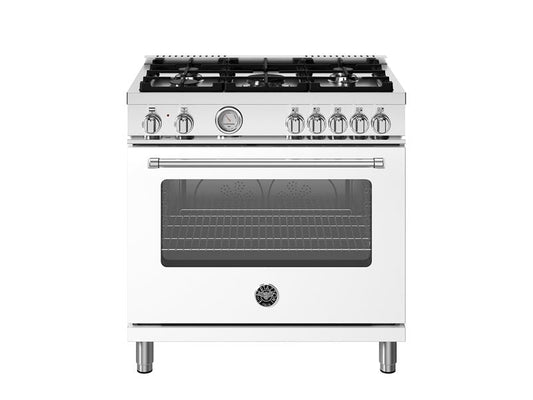 Bertazzoni Master Series 36" 5 Aluminum Burners Bianco Matt Freestanding Dual Fuel Range With 5.9 Cu.Ft. Electric Manual Clean Oven