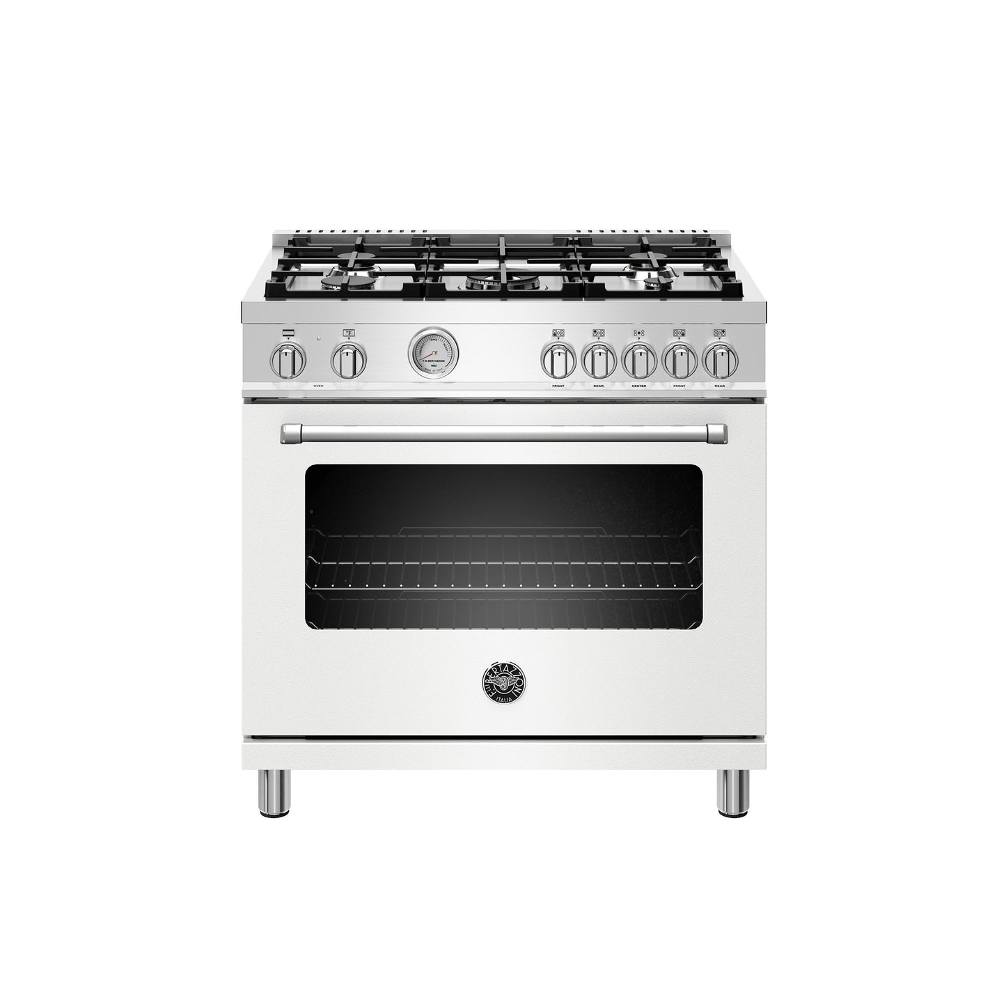 Bertazzoni Master Series 36" 5 Aluminum Burners Bianco Matt Freestanding Dual Fuel Range With 5.9 Cu.Ft. Electric Oven