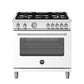 Bertazzoni Master Series 36" 5 Aluminum Burners Bianco Matt Freestanding Propane Gas Range With 5.9 Cu.Ft. Electric Manual Clean Oven