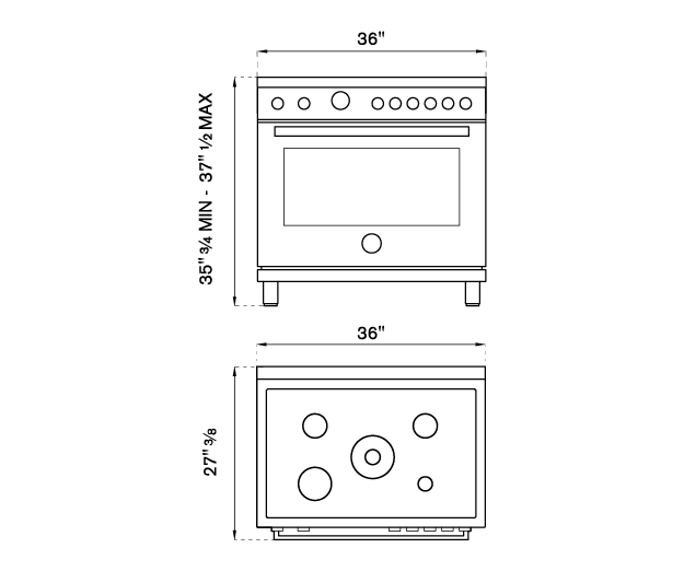 Bertazzoni Master Series 36" 5 Aluminum Burners Bianco Matt Freestanding Propane Gas Range With 5.9 Cu.Ft. Oven