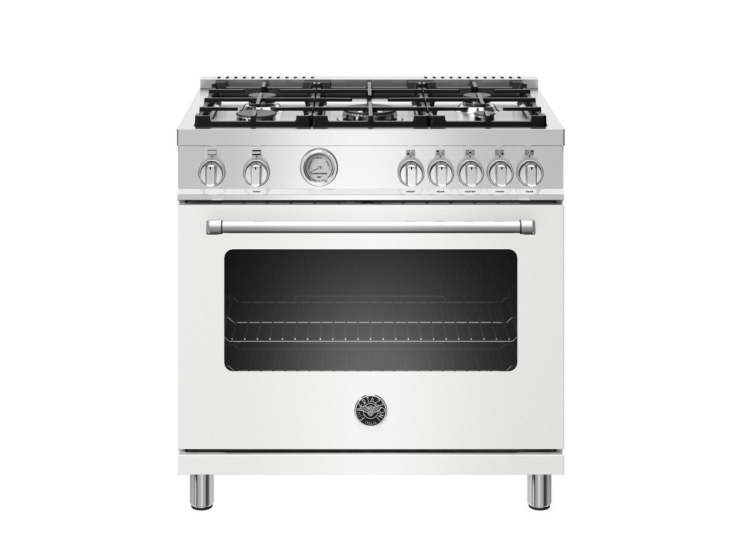 Bertazzoni Master Series 36" 5 Aluminum Burners Bianco Matt Freestanding Propane Gas Range With 5.9 Cu.Ft. Oven