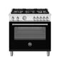 Bertazzoni Master Series 36" 5 Aluminum Burners Nero Matt Freestanding Dual Fuel Range With 5.9 Cu.Ft. Electric Manual Clean Oven