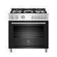 Bertazzoni Master Series 36" 5 Aluminum Burners Nero Matt Freestanding Propane Gas Range With 5.9 Cu.Ft. Electric Oven
