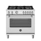 Bertazzoni Master Series 36" 5 Aluminum Burners Stainless Steel Freestanding Dual Fuel Range With 5.9 Cu.Ft. Electric Manual Clean Oven