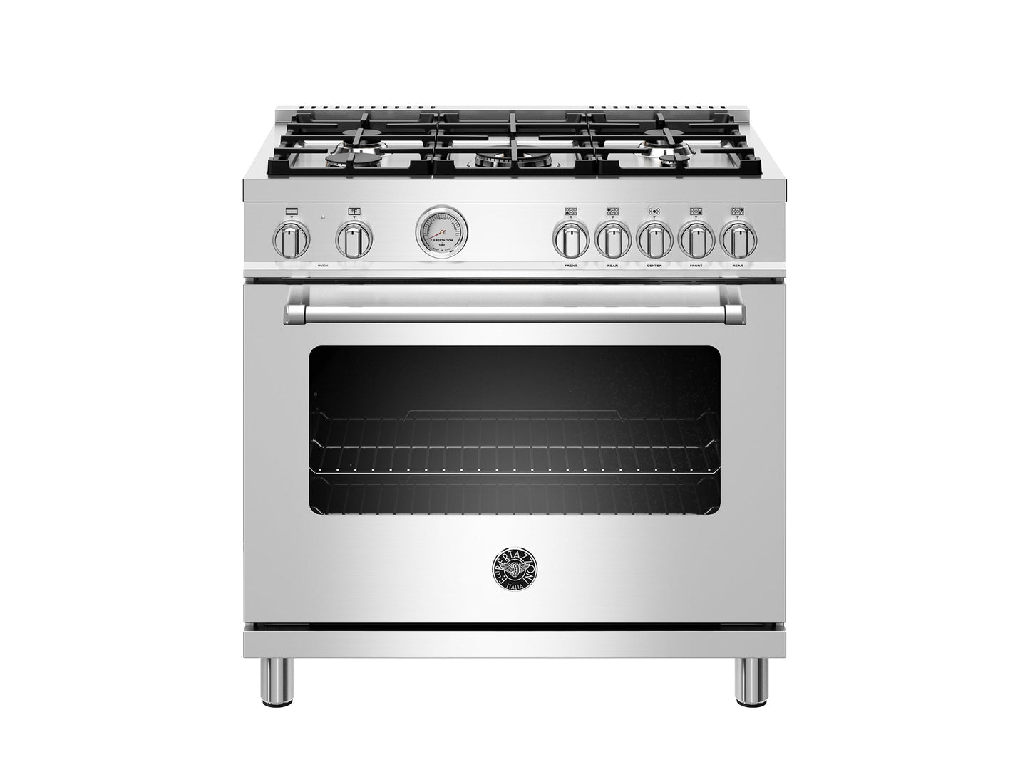 Bertazzoni Master Series 36" 5 Aluminum Burners Stainless Steel Freestanding Propane Gas Range With 5.9 Cu.Ft. Electric Oven