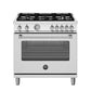 Bertazzoni Master Series 36" 5 Aluminum Burners Stainless Steel Freestanding Propane Gas Range With 5.9 Cu.Ft. Gas Oven