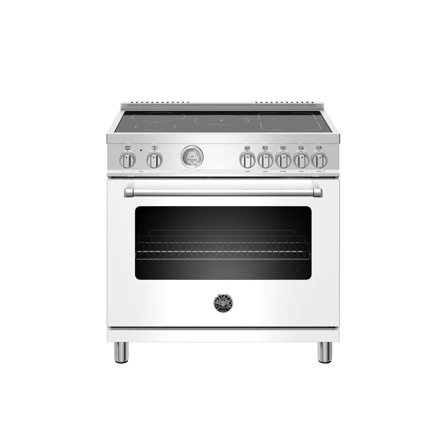 Bertazzoni Master Series 36" 5 Heating Zones Bianco Matt Freestanding Induction Range With 5.9 Cu.Ft. Electric Oven