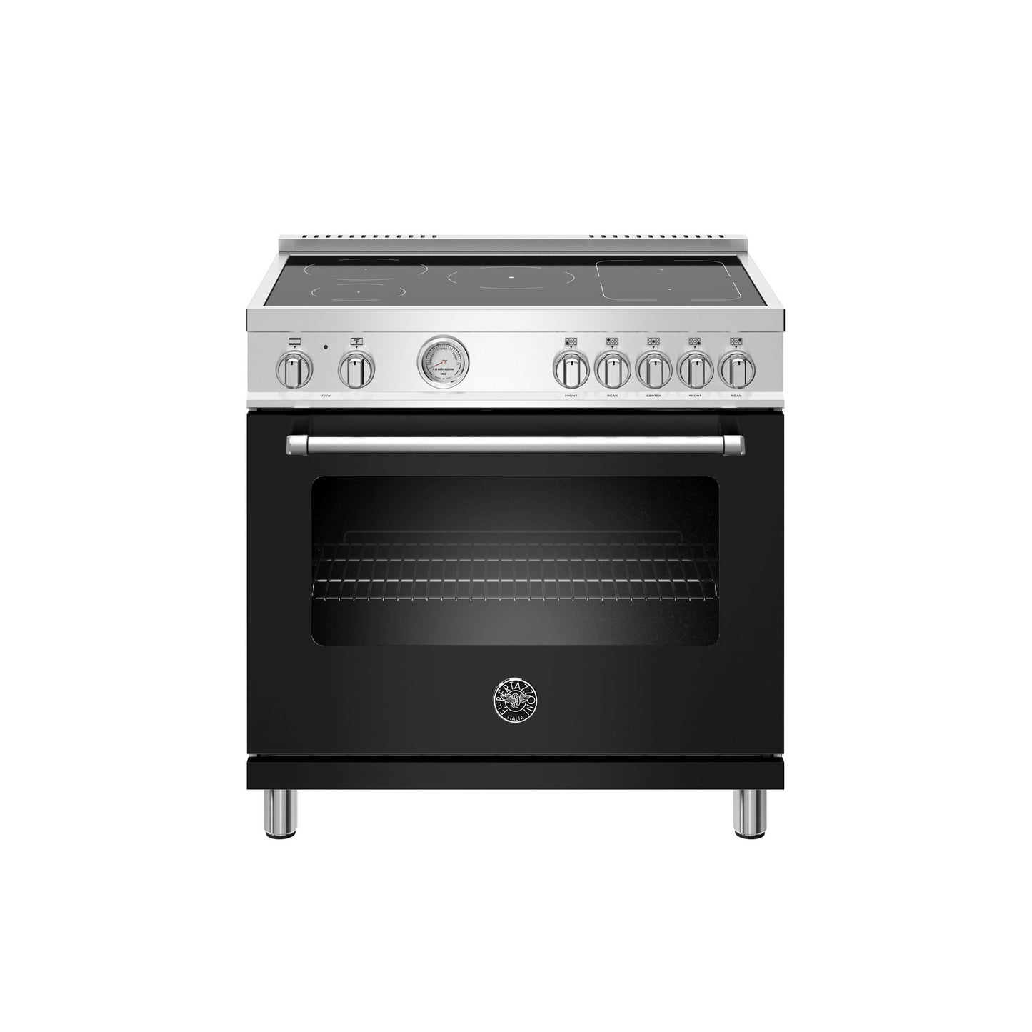 Bertazzoni Master Series 36" 5 Heating Zones Nero Matt Freestanding Induction Range With 5.9 Cu.Ft. Electric Oven