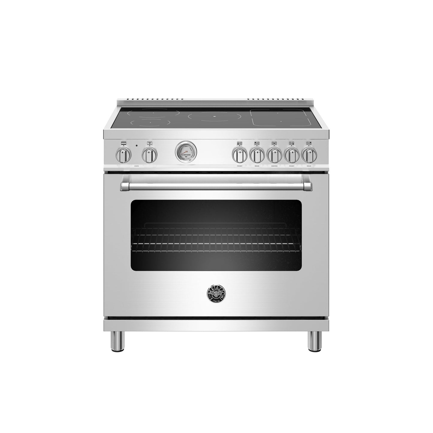 Bertazzoni Master Series 36" 5 Heating Zones Stainless Steel Freestanding Induction Range With 5.9 Cu.Ft. Electric Oven