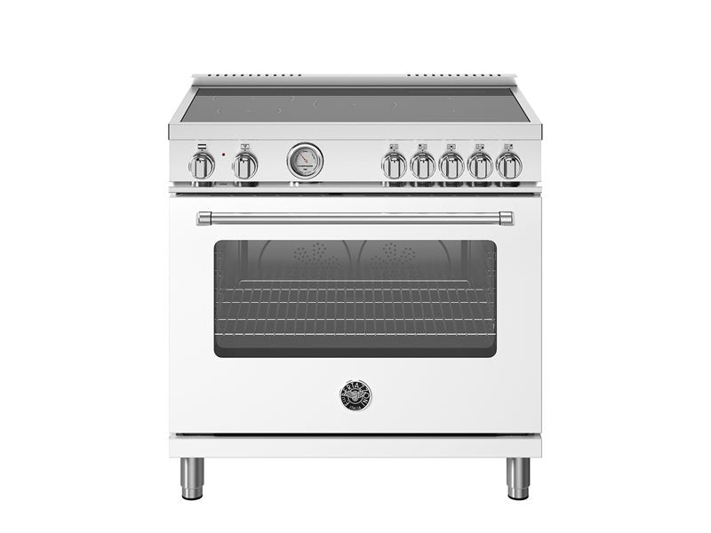 Bertazzoni Master Series 36" 5 igh-Power Heating Zones Bianco Matt Freestanding Induction Range With 5.9 Cu.Ft. Electric Oven