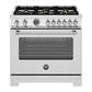 Bertazzoni Master Series 36" 6 Brass Burners Stainless Steel Freestanding All Gas Range With 5.9 Cu.Ft. Oven and Cast Iron Griddle
