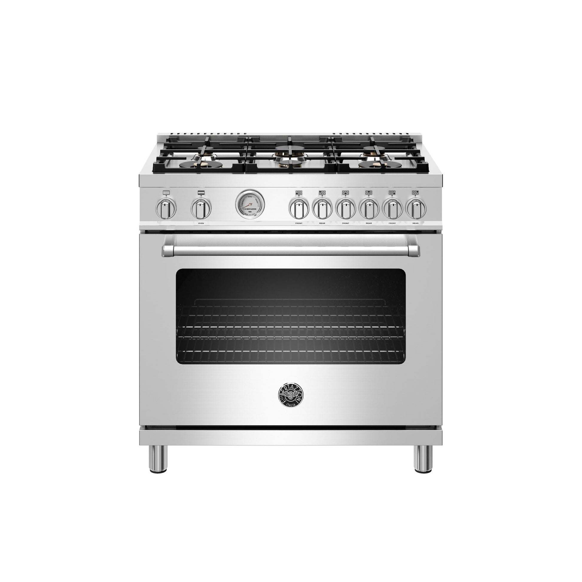 Bertazzoni Master Series 36" 6 Brass Burners Stainless Steel Freestanding All Gas Range With 5.9 Cu.Ft. Oven