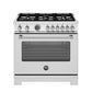 Bertazzoni Master Series 36" 6 Brass Burners Stainless Steel Freestanding Dual Fuel Range With With Cast Iron Griddle and 5.7 Cu.Ft. Electric Self-Clean Oven