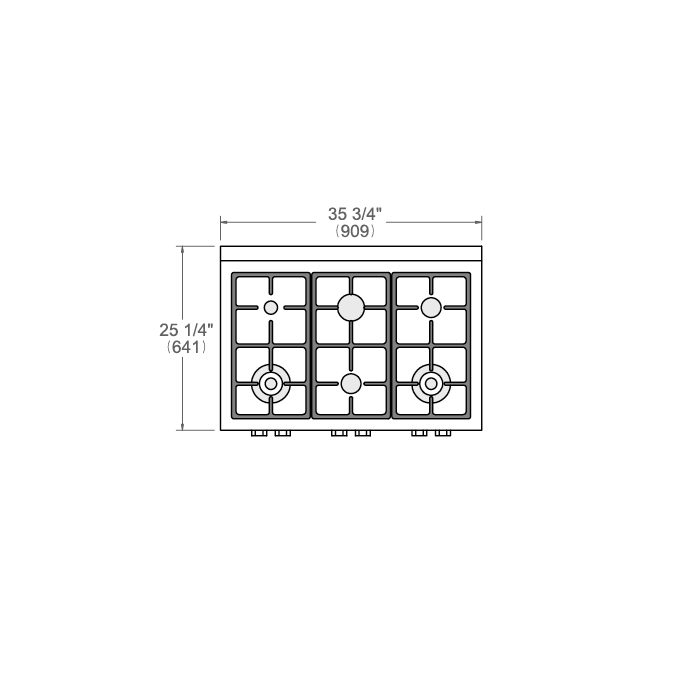 Bertazzoni Master Series 36" 6 Brass Burners Stainless Steel Gas Rangetop