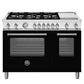 Bertazzoni Master Series 48" 6 Aluminum Burners Nero Matt Freestanding Dual Fuel Range With 7.1 Cu.Ft. Electric Manual Clean Double Oven and Griddle