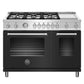 Bertazzoni Master Series 48" 6 Aluminum Burners Nero Matt Freestanding Propane Gas Range With 7.2 Cu.Ft. Double Oven and Electric Griddle