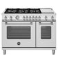 Bertazzoni Master Series 48" 6 Aluminum Burners Stainless Steel Freestanding Dual Fuel Range With 7.1 Cu.Ft. Electric Manual Clean Double Oven and Griddle
