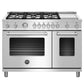 Bertazzoni Master Series 48" 6 Aluminum Burners Stainless Steel Freestanding Propane Gas Range With 7.1 Cu.Ft. Electric Double Oven and Griddle