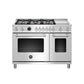 Bertazzoni Master Series 48" 6 Brass Burners Stainless Steel Freestanding Dual Fuel Range With 7 Cu.Ft. Electric Self-Clean Double Oven and Griddle