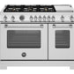Bertazzoni Master Series 48" 6 Brass Burners Stainless Steel Freestanding Dual Fuel Range With Cast Iron Griddle and 7 Cu.Ft. Electric Self-Clean Double Oven