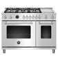 Bertazzoni Master Series 48" 6 Brass Burners Stainless Steel Freestanding Propane Gas Range With 7 Cu.Ft. Electric Self-Clean Double Oven and Griddle