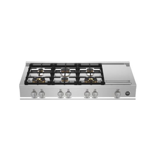 Bertazzoni Master Series 48" 6 Brass Burners Stainless Steel Gas Rangetop With Electric Griddle