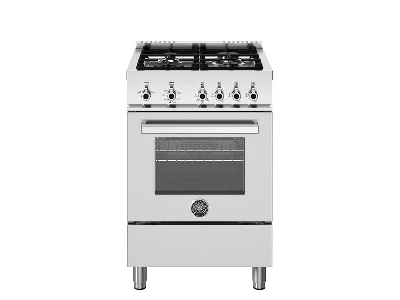 Bertazzoni Professional Series 24" 4 Aluminum Burners Stainless Steel Freestanding All Gas Range With 2.5 Cu.Ft. Oven