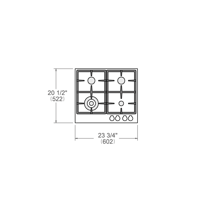 Bertazzoni Professional Series 24" 4 Aluminum Burners Stainless Steel Front Control Gas Cooktop