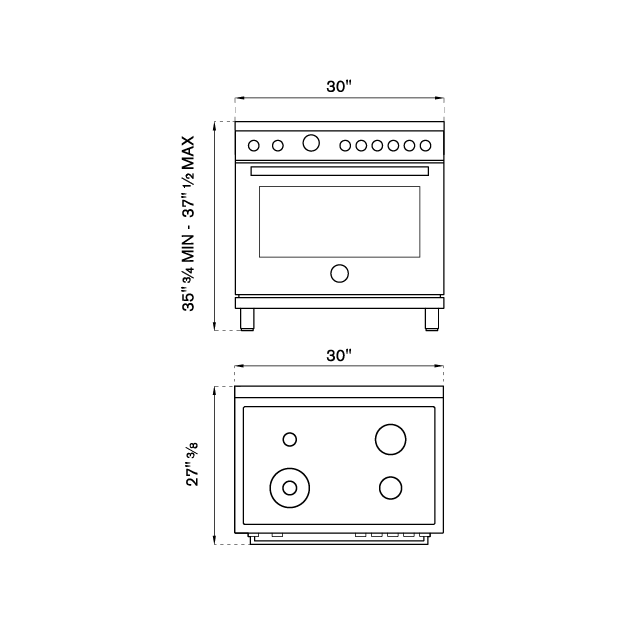 Bertazzoni Professional Series 30" 4 Brass Burners Arancio Freestanding All Gas Range With 4.7 Cu.Ft. Oven