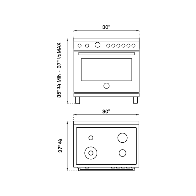 Bertazzoni Professional Series 30" 4 Brass Burners Arancio Freestanding Dual Fuel Range With 4.6 Cu.Ft. Electric Self-Clean Oven