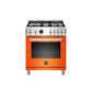 Bertazzoni Professional Series 30" 4 Brass Burners Arancio Freestanding Dual Fuel Range With 4.6 Cu.Ft. Electric Self-Clean Oven