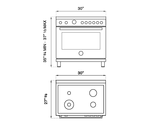 Bertazzoni Professional Series 30" 4 Brass Burners Arancio Freestanding Propane Gas Range With 4.6 Cu.Ft. Electric Self-Clean Oven