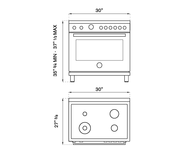 Bertazzoni Professional Series 30" 4 Brass Burners Arancio Freestanding Propane Gas Range With 4.7 Cu.Ft. Oven