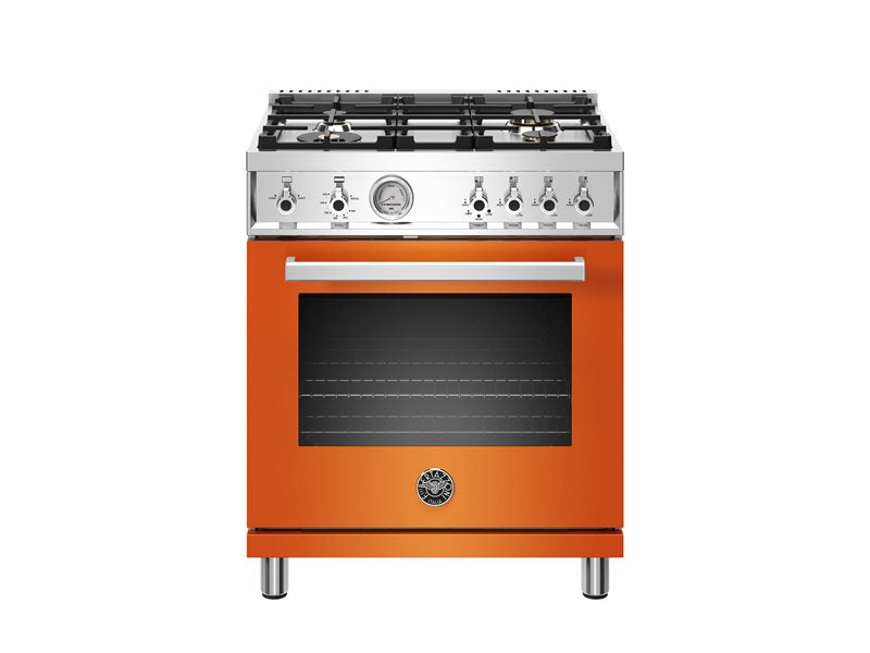 Bertazzoni Professional Series 30" 4 Brass Burners Arancio Freestanding Propane Gas Range With 4.7 Cu.Ft. Oven