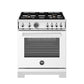 Bertazzoni Professional Series 30" 4 Brass Burners Bianco Freestanding All Gas Range With 4.7 Cu.Ft. Gas Oven