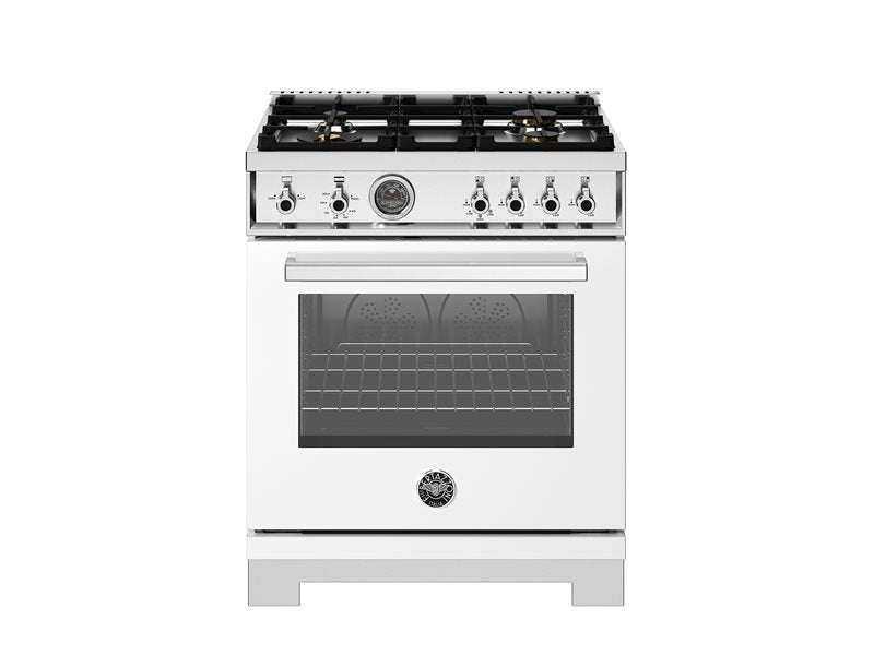 Bertazzoni Professional Series 30" 4 Brass Burners Bianco Freestanding All Gas Range With 4.7 Cu.Ft. Gas Oven