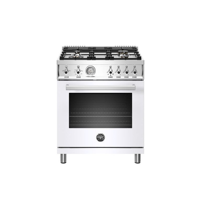 Bertazzoni Professional Series 30" 4 Brass Burners Bianco Freestanding All Gas Range With 4.7 Cu.Ft. Oven